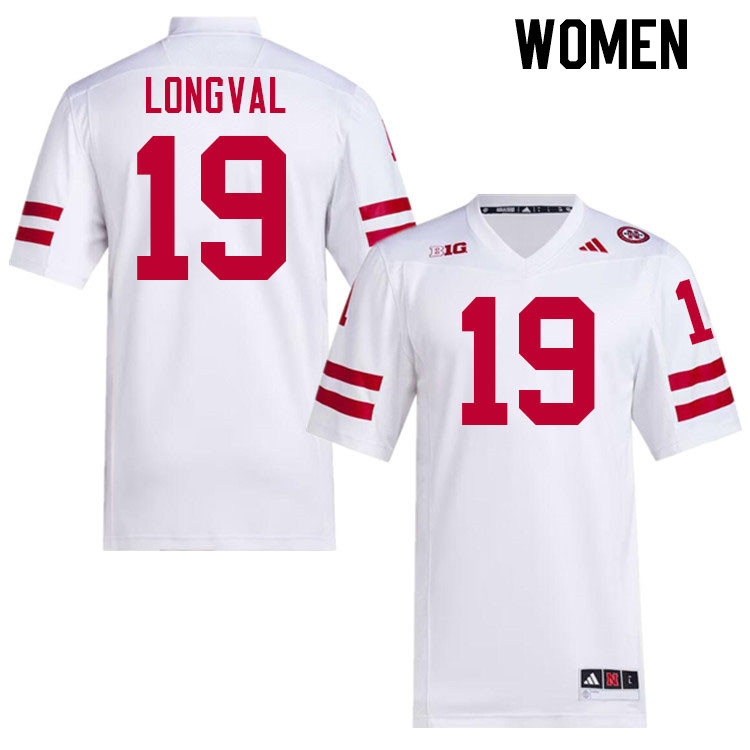 Women #19 Luke Longval Nebraska Cornhuskers College Football Jerseys Stitched Sale-White